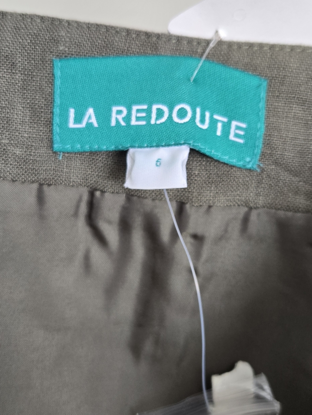 La Redoute 100% Linen Dress Olive Green Button Side Mini Shift Size 6 - Picture 7 of 8